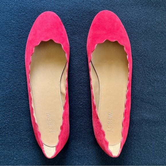 J. Crew Suede Scalloped Flats- Dark Poppy- sz 9 - Picture 2 of 9